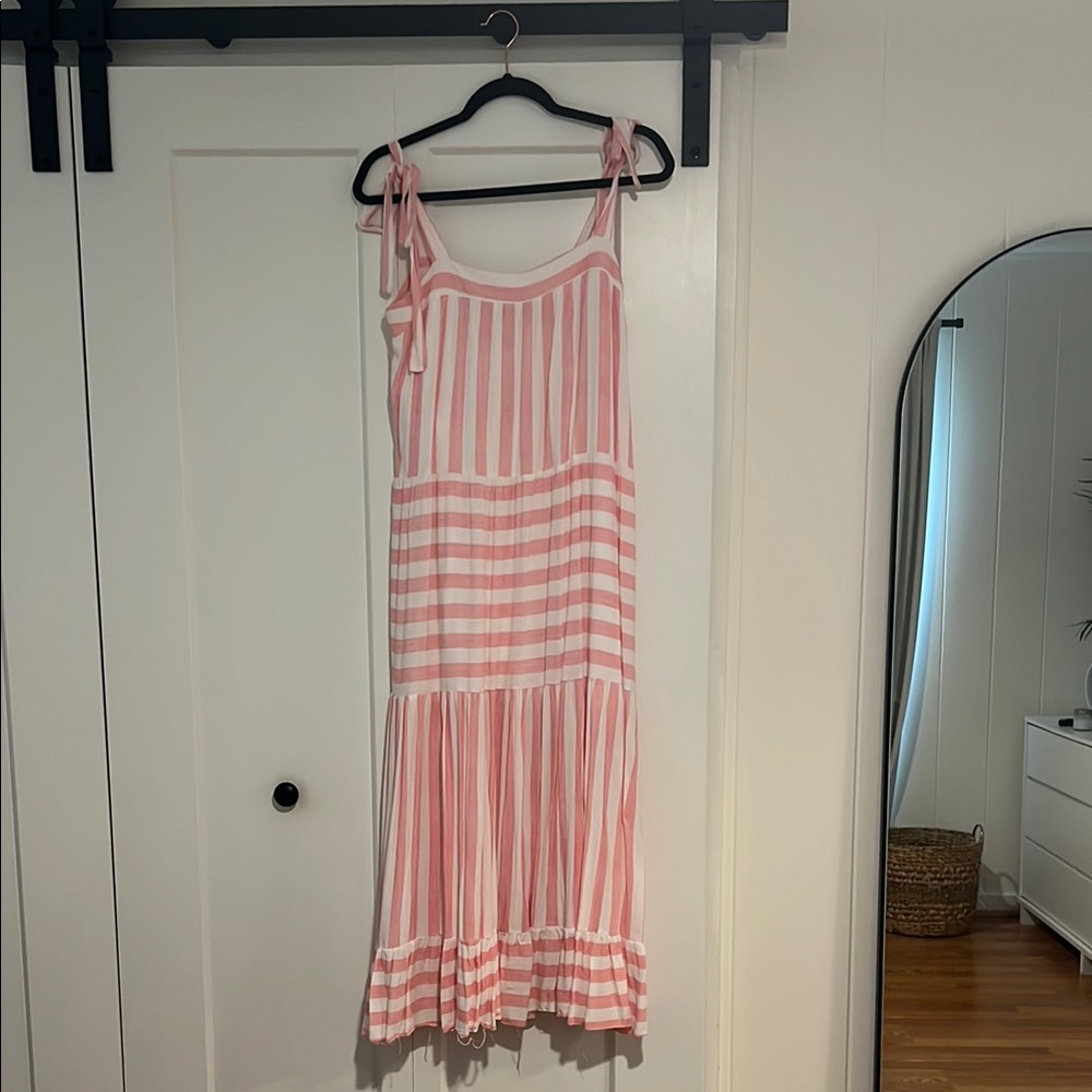 Pink and White Striped Sleeveless Dress